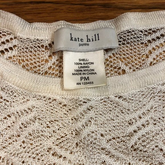 WOMENS KATE HILL PETITE CREAM CROCHET SEMI-SHEER TOP PM - Picture 4 of 5